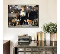 A Bar At The Folies Bergère Famous Prints on Canvas Painting By Édouard Manet French Poster Bar Maid Home Wall Art Decor 80x120CM Frameless
