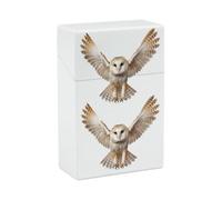 A Barn Owl Cigarette Case for Regular King Size 85mm 20 Capacity Push to Open Hard Shell Cigarette Box Portable & Waterproof Cigarettes Case for Men Women Pocket Cigarettes Holder, Cig Accessories