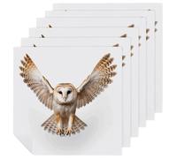A Barn Owl Cloth Napkins for Hotel, Reusable Square Napkins Cloth 6 PCS Washable, Soft Absorbent Napkin for Family Dinners, Weddings, Thanksgiving, New Year Party