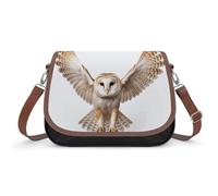 A Barn Owl Crossbody Bag for Women Leather Crossover Shoulder Handle Bag with Adjustable Strap Hobo Handbag Large Capacity Purse Work Handbag for Daily Outdoor