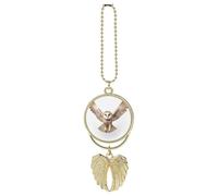 A Barn Owl Hanging Car Charm with Angel Wings Metal Rear View Mirror Pendant Car Interior Decorative Accessories Decor Ornament Memorial Gifts for Women Men