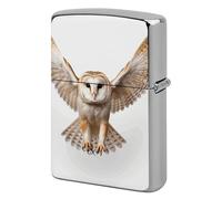 A Barn Owl Lighter Case Metal Protective Cover with Double-Sided Art Design, Cool Lighters Pouch Shockproof Lighter Cover for Men Women Gifts, Lighters Not Included