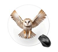 A Barn Owl Round Mouse Pad, Non-Slip Rubber Base Waterproof Washable, Computer Mouse Mat for Office Gaming Studying, Premium-Textured Durable Portable Circle Mousepad for Desktop PC Notebook