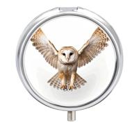 A Barn Owl Small Pill Box 3 Grids Travel Pill Case Portable Daily Pill Organizer with Anti-Mixing Design Easy to Retrieve Meds for Medication, Vitamin, Supplements