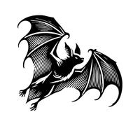 a bat Flying in The air with It's Wings Spread Vinyl Wall Stickers 42x46.1cm Art Mural Painting Black