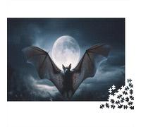 A Bat Spreading Its Wings Under The Full Moon Puzzle 1000pcs (75x50cm) Erwachsene Puzzle,Home Decor
