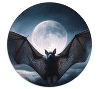 A Bat Spreading Its Wings Under The Full Moon,Puzzles Gemusterte Nachhaltige Puzzles Für Erwachsene Hochwertige Holzspielpuzzles 1000pcs (67.5x67.5cm)