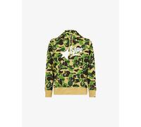 A Bathing Ape Mens A Bathing Ape Camo Bape Graphic-Print Cotton-Jersey Hoody Green Camo L