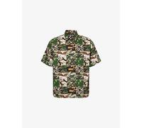 A Bathing Ape Mens A Bathing Ape Patchwork-Print Short-Sleeve Cotton Shirt Green L