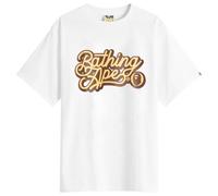 A Bathing Ape Men's Bathing Ape Script Logo Tee White X Brown