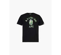 A Bathing Ape Mens Black Abc College Graphic-print Cotton-jersey T-shirt S