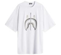 A Bathing Ape Men's Chain Stitch Shark Relaxed Fit Tee White