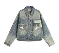 A Bathing Ape Men's Cloud Camo Upcycled Denim Trucker Jacket Navy