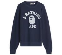 A Bathing Ape Men's College Waffle Crewneck Sweater Navy