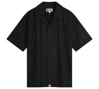 A Bathing Ape Men's Embroidery Open Collar Ss Shirt Black Large