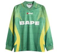 A Bathing Ape Men's Flame Monogram Long Sleeve Football Jersey Green XL