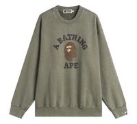 A Bathing Ape Men's Garment Dye College Sweatshirt Olive Drab