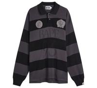 A Bathing Ape Men's Jacquard Multi Logo Stripe Relaxed Fit Ls Tee Black