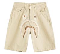 A Bathing Ape Men's Shark Garment Dye Relaxed Fit Denim Shorts Beige