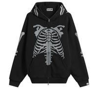 A Bathing Ape Men's Skeleton Shark Heavy Washed Zip Hoodie Black