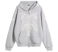 A Bathing Ape Men's Skeleton Shark Heavy Washed Zip Hoodie Gray