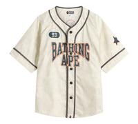 A Bathing Ape Men's Solid Camo Baseball Shirt Ivory Large