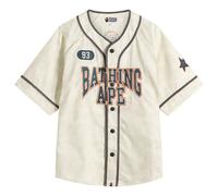 A Bathing Ape Men's Solid Camo Baseball Shirt Ivory XL