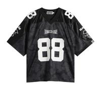 A Bathing Ape Men's Solid Camo Multi Logo Football Jersey Black XL