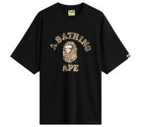 A Bathing Ape Men's Wild Leopard College T-Shirt Black X Beige