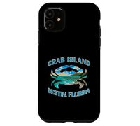 A Beach Graphic Inside A Blue Crab Silhouette Destin Florida Case for iPhone 11