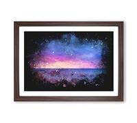 A Beach in Spain Paint Splash Framed Print | A2 Walnut Framed Wall Art | Ready to Hang | Modern Beach Picture | Living Room Bedroom Lounge Office