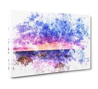 A Beach In Spain Watercolour Canvas Print | Gallery Wrapped 30mm Frame Wall Art | 30x20 inches | Ready to Hang | Coastal Seascape Picture | Living Room Bedroom Lounge Office
