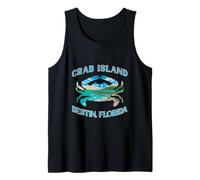 A Beach Inside A Blue Crab Silhouette Destin Florida Tank Top
