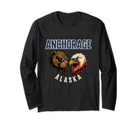 A Bear and an Eagle in Sunglasses Funny Anchorage Alaska Long Sleeve T-Shirt