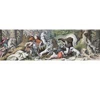 A bear hunt in times of ancient Greece. After an engraving by Nikolaus Knilling from a work by Heinrich Leutemann. Poster Print by Ken Welsh (26 x 8)