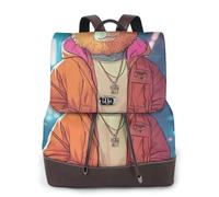 A bear in a coat Ladies Travel Fashion Back Pack,Casual backpack,Print Women's leather backpack for Work