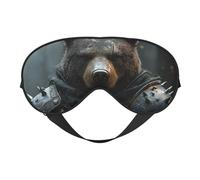 A Bear in Armor Print Sleep Mask with Adjustable Strap, Comfortable Eye Cover for Travel, Yoga, Napping, Sleeping & Relaxation