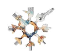 A Bear on The Beach 19-in-1 Snowflake Multi Tool, Stainless Steel Metal Snowflake Multitool with Keychain, Compact & Portable Tools for Outdoor Camping Survival Daily Use Gift for Men