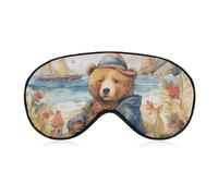 A Bear on The Beach Sleep Mask with Adjustable Strap, Comfortable & Soft Eye Mask for Sleeping Light Blocking, Lightweight & Breathable Eye Cover for Men Women