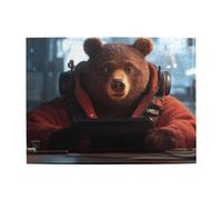 A Bear Working In Clothes Wooden Puzzle 500 Piece Jigsaw Puzzle for Adults Challenging Puzzle for Game Size 15"x20.4"