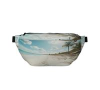A Beautiful Beach Fanny Pack for Women Man,Midday Sun Blue Sea Waist Belt Bag Crossbody for Sports Travel Hiking Running Jogging