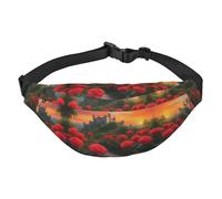 A beautiful castle Boys large waist bag, travel crossbody waist bag, suitable for enjoying sports, running, cycling, travel, fishing