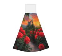 A beautiful castle Hangable portable towel, velvet super absorbent kitchen towel, children's adult bathroom kitchen hanging towel