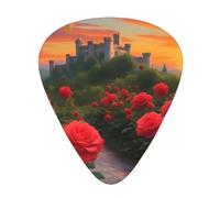 A beautiful castle Printed pick set - 12 pieces, thin, medium and thick guitar picks, suitable for guitar, bass, electric guitar and ukulele