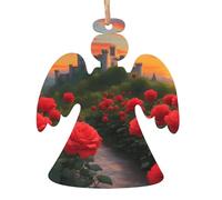 A beautiful castle Wooden Christmas Tree Ornaments Angel Shape 1 PC - Vintage Pendant Decorations for Holiday Home Decor