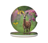 A beautiful deer Absorbent Ceramic Car Coasters 2 Pack