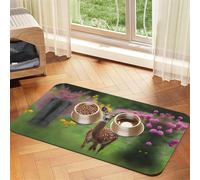 A beautiful deer Pet Absorbent Leather Non-Slip Feeding Mat 30x45cm, Quick Drying, Waterproof, Washable Bowl Mat