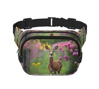A Beautiful Deer Square Double-Layer Waist Bag for Outdoor Activities Such as Sports, Travel, Hiking, Cycling
