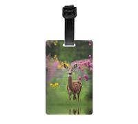 A Beautiful Deer Travel Printed PVC Luggage Tag Anti Lost Label with Removable Wristband Portable Bag Accessory