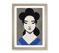 A Beautiful Geisha No.5 Framed Print | A4 Oak Framed Wall Art | Ready to Hang | Modern Nature Picture | Living Room Bedroom Lounge Office